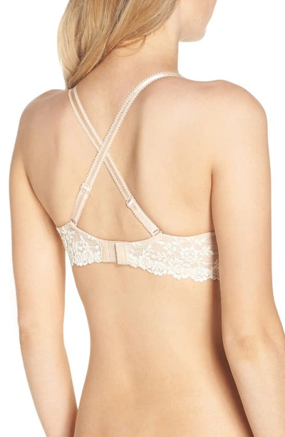 Shop Wacoal Embrace Lace Plunge T-shirt Bra In Naturally Nude/ Ivory