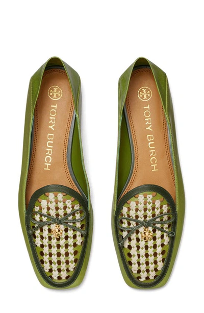 Shop Tory Burch Charm Woven Loafer In Green/ Kiwi