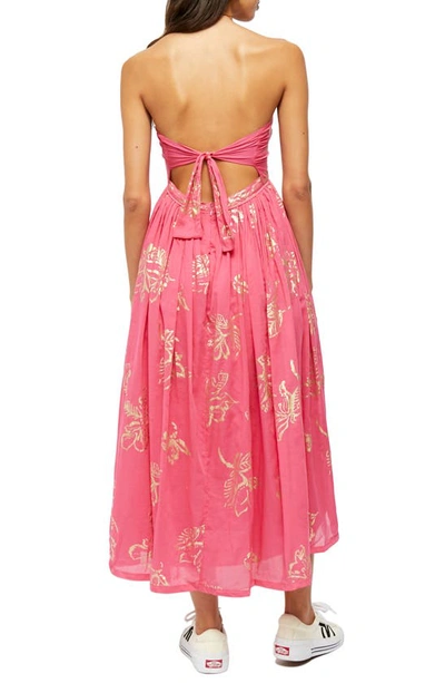 Shop Free People Baja Babe Strapless Midi Dress In Hot Pink Combo