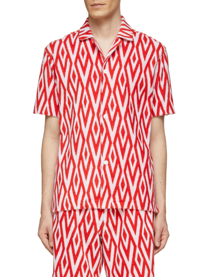 Shop Orlebar Brown 'howell' Cano Towelling Jacquard Shirt In Red