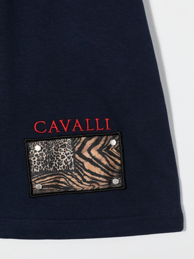 Roberto Cavalli Logo-patch Tack Shorts In Blue