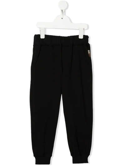 Shop Roberto Cavalli Junior Stretch-cotton Track Trousers In Black