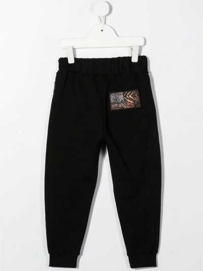 Shop Roberto Cavalli Junior Stretch-cotton Track Trousers In Black
