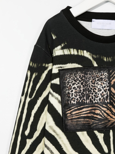 Roberto Cavalli Animal-print Crewneck Sweatshirt In Black