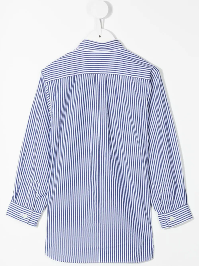 Shop Comme Des Garçons Play Stripe-print Cotton Shirt In Blue