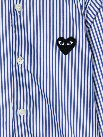 Shop Comme Des Garçons Play Stripe-print Cotton Shirt In Blue