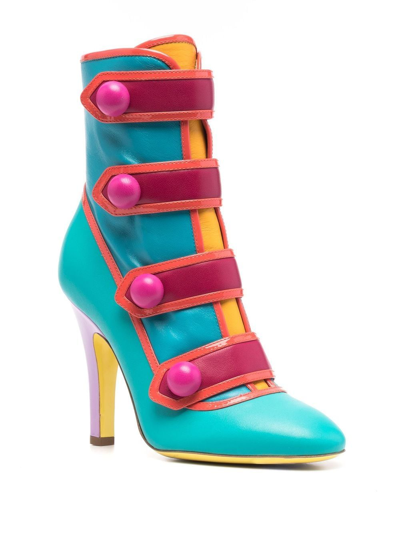 Shop Moschino Colour-block Ankle Boots In Blue