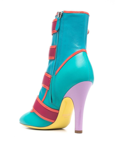 Shop Moschino Colour-block Ankle Boots In Blue