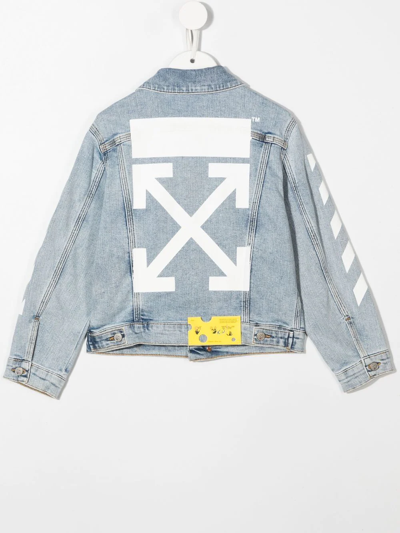 Shop Off-white Logo-print Denim Jacket In Blue