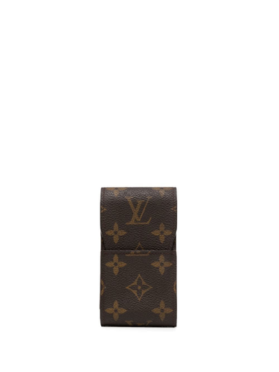 Pre-owned Louis Vuitton 2000  Etui Monogram Pouch In Brown