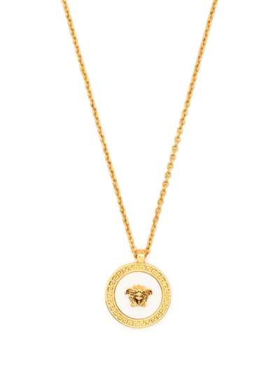 Shop Versace Medusa Enamel Necklace In Gold