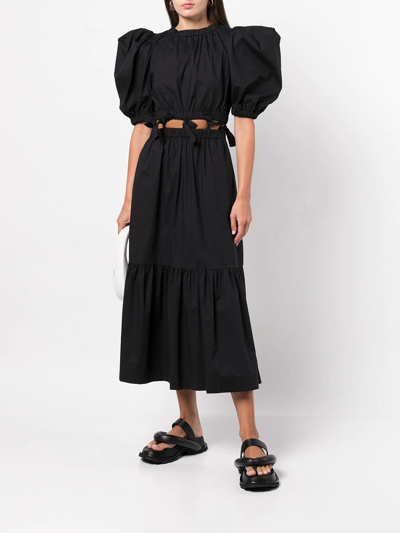 Shop Sea Puff Sleeve Cut-out Detail Dress In Black