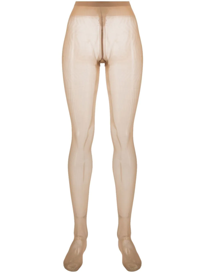 Shop Falke Sheer-coverage High-waisted Tights In Neutrals