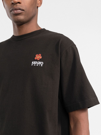 Shop Kenzo Boke Flower-embroidered T-shirt In Black