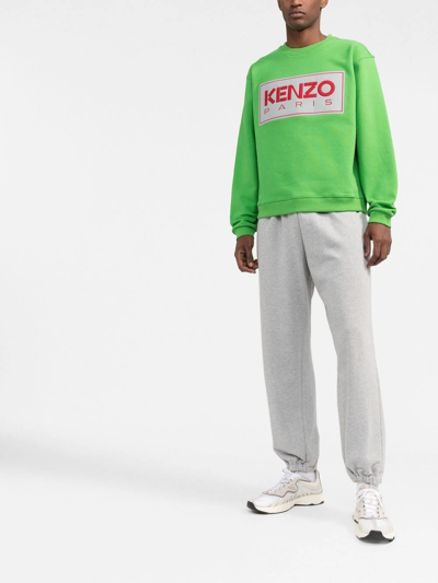 Shop Kenzo Logo Patch Crew-neck Sweatshirt In Green