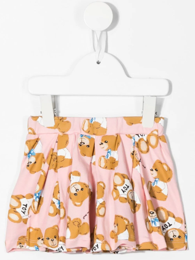 Shop Moschino Teddy Bear-print Pleated Skirt In Pink