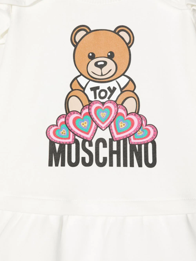 Shop Moschino Teddy Bear-print Ruffled Mini Dress In White