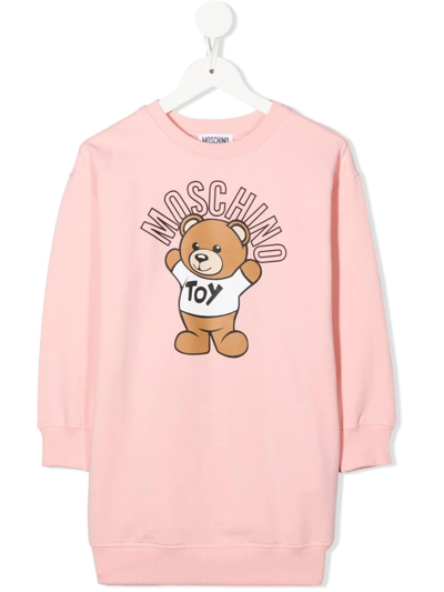 Shop Moschino Teddy Bear-print Sweatshirt Dress In Pink