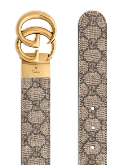 Shop Gucci Gg Marmont Reversible Belt In Brown