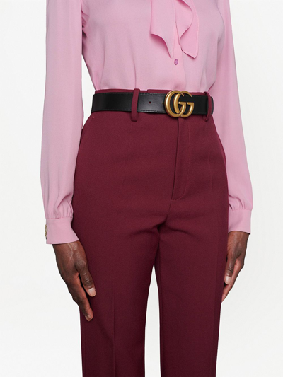Shop Gucci Gg Marmont Reversible Belt In Brown