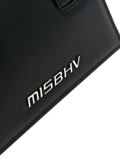 Shop Misbhv Logo-plaque Leather Mini Tote Bag In Black