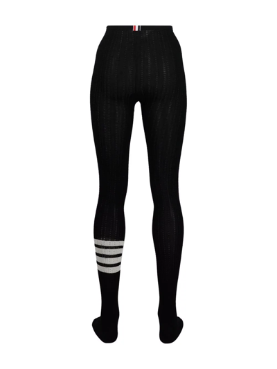 Thom Browne 4 Bar Pointelle-stitch Tights In Black