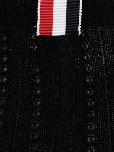 Thom Browne 4 Bar Pointelle-stitch Tights In Black