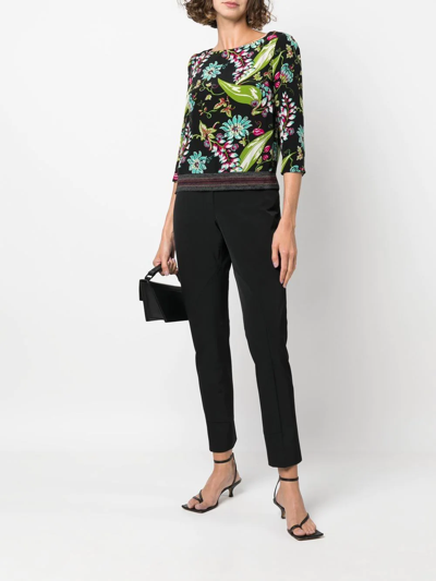 Pre-owned Prada 2010s Floral-print Silk Top In Black