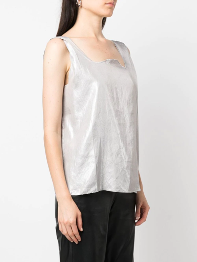 Pre-owned Maison Margiela 2010s Square Neck Tank Top In Silver