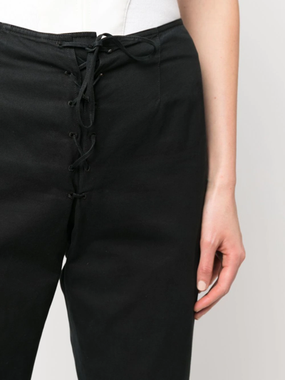 Pre-owned Prada 1990s Lace-up Bootcut Trousers In Black