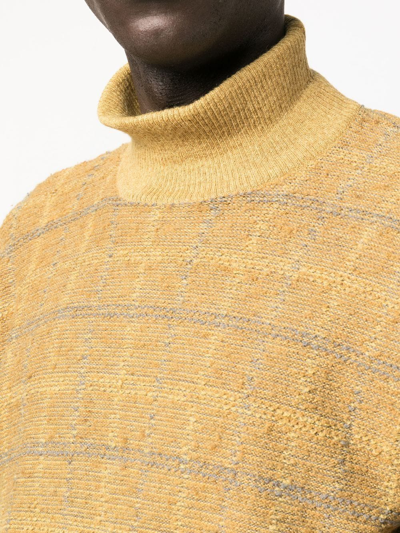 Pre-owned Giorgio Armani 格纹高领毛衣 （1980年代典藏款） In Yellow