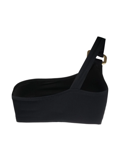 Wolford Ribbed One-shoulder Bikini Top In Black