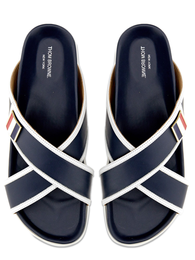 Shop Thom Browne Sandal With Buckle Rwb In Blu