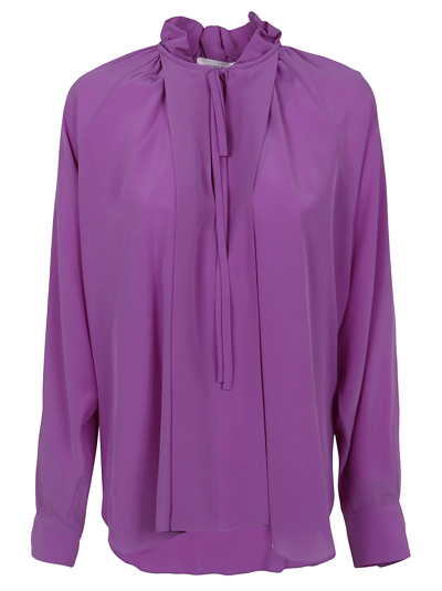 Shop Victoria Beckham Ruched Neck Blouse In Purple