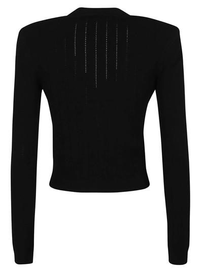 Shop Balmain Buttoned Knit Crop Cardigan In Pa Noir