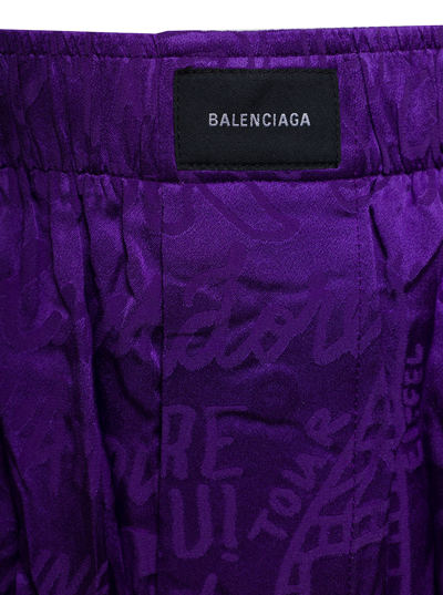 Shop Balenciaga Womans Purple Silk Satin Shorts In Violet