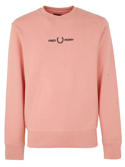 Shop Fred Perry Fp Embroidered Sweatshirt In Pink Beach