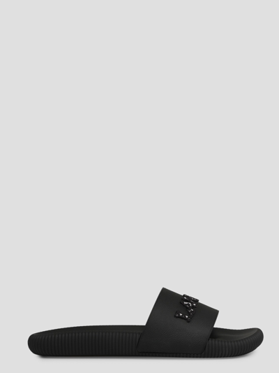 Shop Lanvin Arpege Slider Sandals In Black