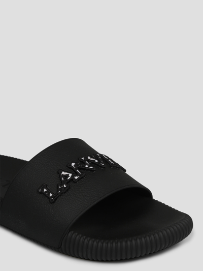 Shop Lanvin Arpege Slider Sandals In Black