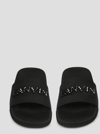 Shop Lanvin Arpege Slider Sandals In Black