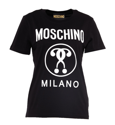 Shop Moschino Double Question Mark T-shirt In Black