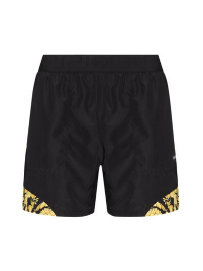 Shop Versace Shorts Nylon Tasky Barocco In Black