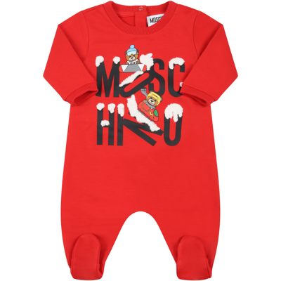 Shop Moschino Red Babygrow For Baby Kids With Logo