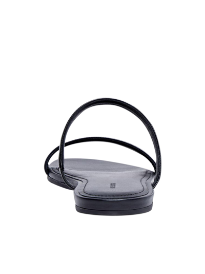 Balenciaga Logo Lettering Leather Flat Sandals In Black White