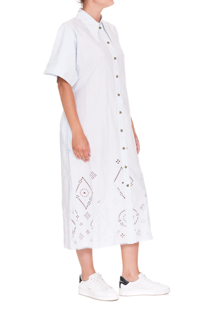 Shop Ganni Broderie Anglaise Dress In White