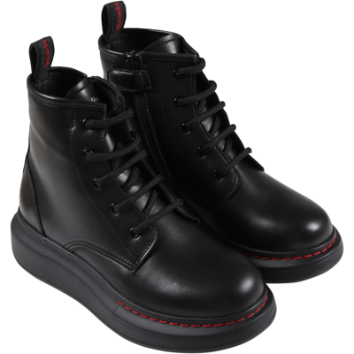 Shop Alexander Mcqueen Black Boots For Kids