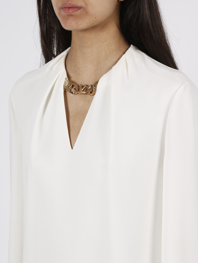 Shop Valentino Vlogo Chain Kaftan Dress In White