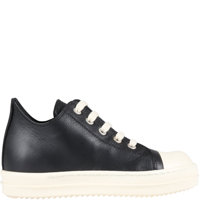 Shop Rick Owens Black Low Sneakers For Kids