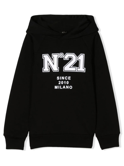 Shop N°21 Black Cotton Hoodie In Nero