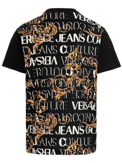 Shop Versace Jeans Couture Black Cotton T-shirt In Fantasia